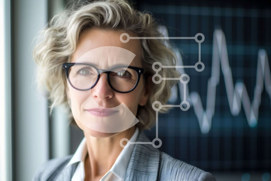 Intra Συλλεκτικό Ξύλινο Παζλ Plywood  4mm - Επαγγελματίας γυναίκα με γράφημα ανοδικής τάσης Σε Ξύλινο Κουτί - Διαστάσεις Puzzle: 10x10 cm – 25 κομμάτια