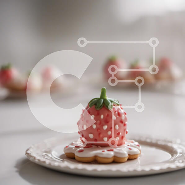 Σετ των 2 Intra Συλλεκτικό Ξύλινο Παζλ Plywood  4mm - Μπισκότα σε σχήμα φράουλας σε λευκό πιάτο Σε Ξύλινο Κουτί - Διαστάσεις: 10x10 cm – 25 κομμάτια