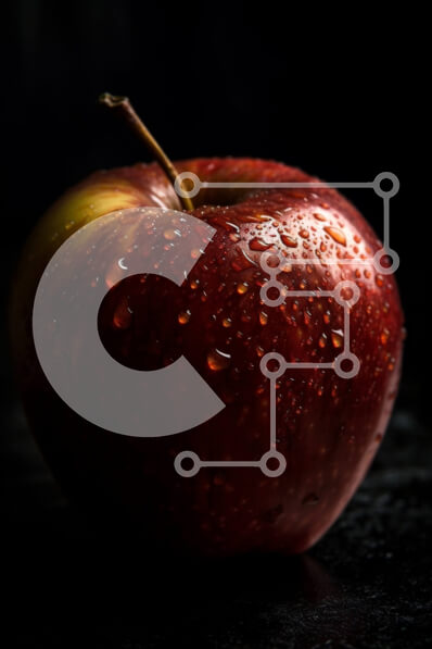 Σετ των 2 Intra Συλλεκτικό Ξύλινο Παζλ Plywood  4mm - Ζουμερό και φρέσκο ​​μήλο με σταγονίδια νερού σε μια σκοτεινή επιφάνεια Σε Ξύλινο Κουτί - Διαστάσεις: 10x10 cm – 25 κομμάτια