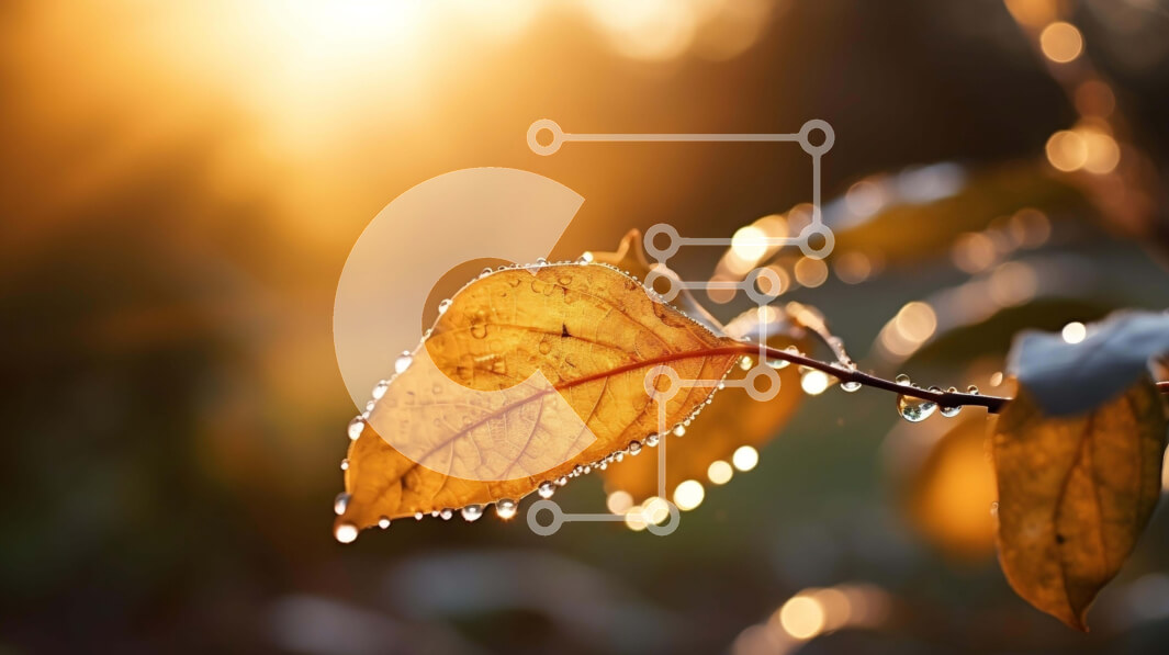 Intra Συλλεκτικό Ξύλινο Παζλ Plywood  4mm - Φωτεινό κίτρινο φθινοπωρινό φύλλο με σταγονίδια νερού Σε Ξύλινο Κουτί - Διαστάσεις: 10x10 cm – 25 κομμάτια