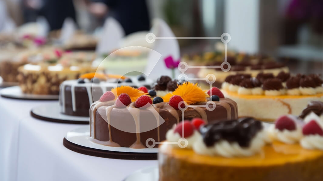 Σετ των 2 Intra Συλλεκτικό Ξύλινο Παζλ Plywood  4mm - Ποικιλία από νόστιμα επιδόρπια σε ένα τραπέζι με διαφορετικές γαρνιτούρες και γεμίσεις Σε Ξύλινο Κουτί - Διαστάσεις: 10x10 cm – 25 κομμάτια