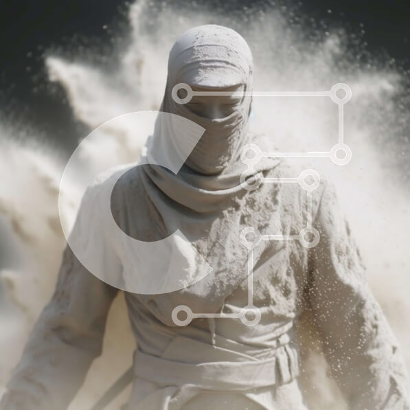 Intra Συλλεκτικό Ξύλινο Παζλ Plywood  4mm - Άγαλμα σε μια έρημο με αμμοθύελλα Σε Ξύλινο Κουτί - Διαστάσεις Puzzle: 10x10 cm – 25 κομμάτια