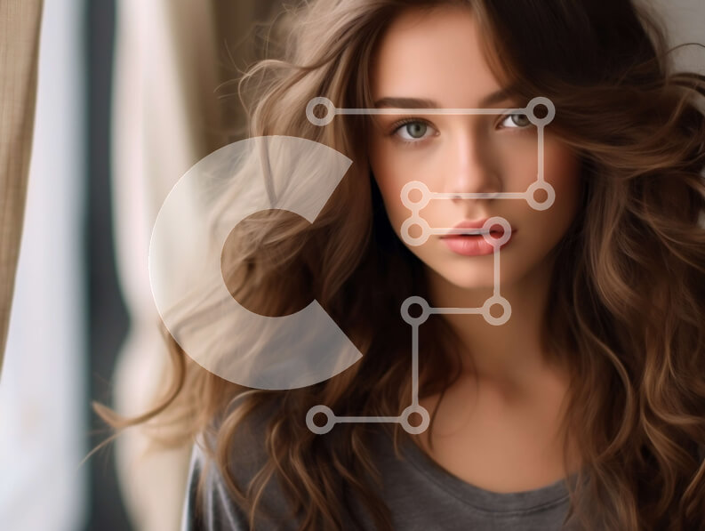 Intra Συλλεκτικό Ξύλινο Παζλ Plywood  4mm - Εκπληκτικό πορτρέτο μιας νεαρής γυναίκας με μακριά, σπαστά καστανά μαλλιά Σε Ξύλινο Κουτί - Διαστάσεις Puzzle: 10x10 cm – 25 κομμάτια