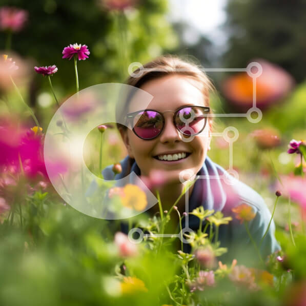 Intra Συλλεκτικό Ξύλινο Παζλ Plywood  4mm - Όμορφη εικόνα μιας γυναίκας που χαλαρώνει σε ένα χωράφι με λουλούδια Σε Ξύλινο Κουτί - Διαστάσεις: 10x10 cm – 25 κομμάτια