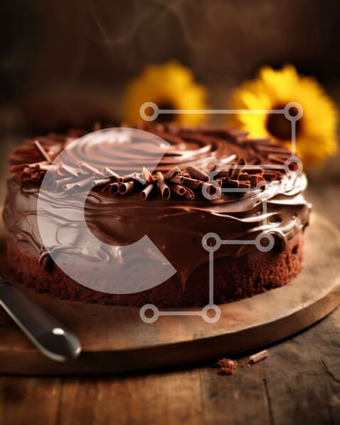 Σετ των 2 Intra Συλλεκτικό Ξύλινο Παζλ Plywood  4mm - Λαχταριστό κέικ σοκολάτας με παγωμένο σοκολάτα και ηλίανθους Σε Ξύλινο Κουτί - Διαστάσεις: 10x10 cm – 25 κομμάτια