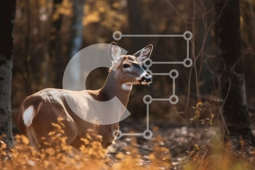 Intra Συλλεκτικό Ξύλινο Παζλ Plywood  4mm - Όμορφη εικόνα ενός ελαφιού με λευκή ουρά σε ένα ξέφωτο δάσους Σε Ξύλινο Κουτί - Διαστάσεις: 10x10 cm – 25 κομμάτια