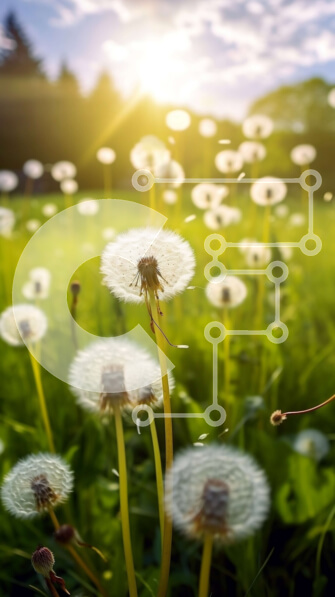 Σετ των 2 Intra Συλλεκτικό Ξύλινο Παζλ Plywood  4mm - Όμορφη εικόνα ενός χωραφιού με πικραλίδες στο ηλιοβασίλεμα Σε Ξύλινο Κουτί - Διαστάσεις: 10x10 cm – 25 κομμάτια