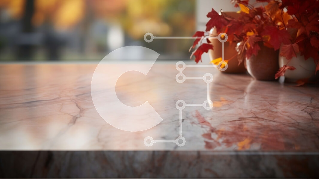 Intra Συλλεκτικό Ξύλινο Παζλ Plywood  4mm - Μαρμάρινος πάγκος με βάζο με κόκκινα και πορτοκαλί φύλλα Σε Ξύλινο Κουτί - Διαστάσεις Puzzle: 10x10 cm – 25 κομμάτια