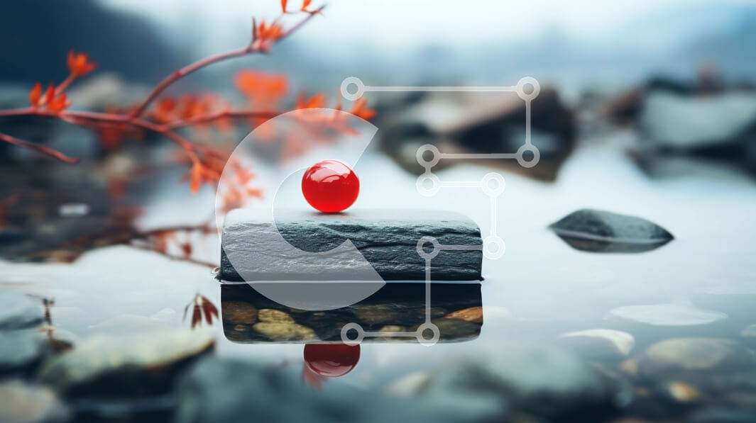 Intra Συλλεκτικό Ξύλινο Παζλ Plywood  4mm - Κόκκινο μήλο σε έναν βράχο στο νερό με δέντρα και βουνά Σε Ξύλινο Κουτί - Διαστάσεις: 10x10 cm – 25 κομμάτια