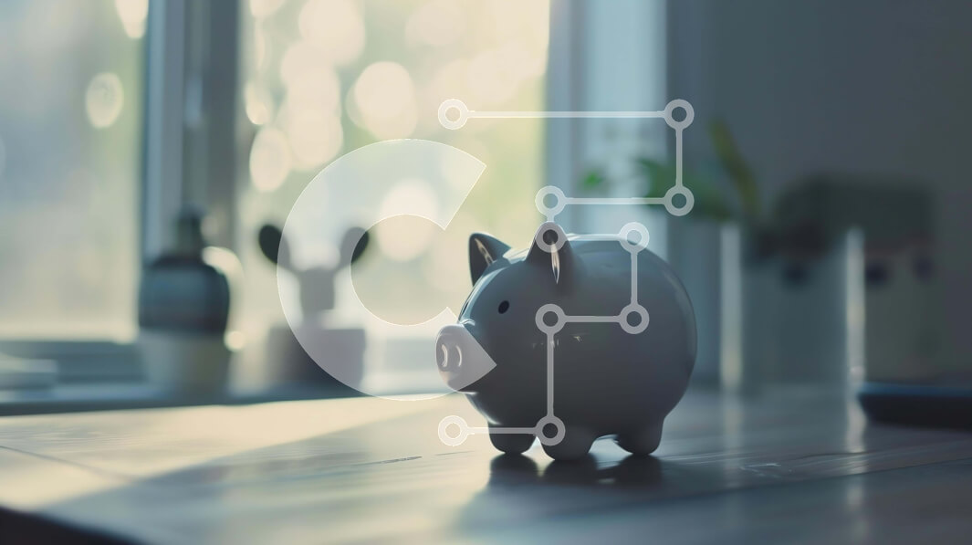 Intra Συλλεκτικό Ξύλινο Παζλ Plywood  4mm - Λευκός κουμπαράς στο τραπέζι με φορητό υπολογιστή και φυτά Σε Ξύλινο Κουτί - Διαστάσεις Puzzle: 10x10 cm – 25 κομμάτια