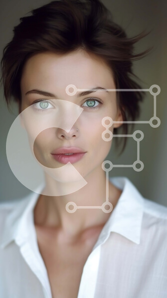 Intra Συλλεκτικό Ξύλινο Παζλ Plywood  4mm - Πορτρέτο μιας ξανθιάς γυναίκας με μπλε μάτια και λευκό πουκάμισο Σε Ξύλινο Κουτί - Διαστάσεις Puzzle: 10x10 cm – 25 κομμάτια