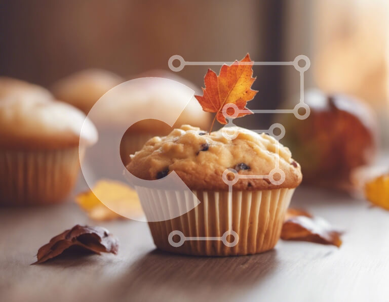 Σετ των 2 Intra Συλλεκτικό Ξύλινο Παζλ Plywood  4mm - Muffin on a Leaf εμπνευσμένο από το φθινόπωρο Σε Ξύλινο Κουτί - Διαστάσεις: 10x10 cm – 25 κομμάτια