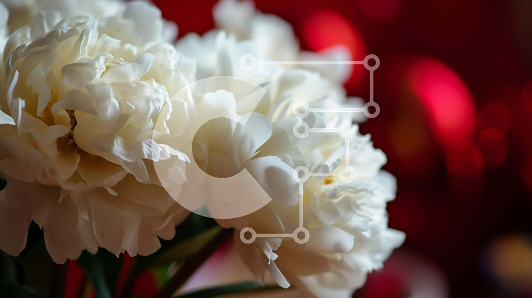 Σετ των 2 Intra Συλλεκτικό Ξύλινο Παζλ Plywood  4mm - Λευκά λουλούδια σε βάζο σε κόκκινο φόντο Σε Ξύλινο Κουτί - Διαστάσεις: 10x10 cm – 25 κομμάτια