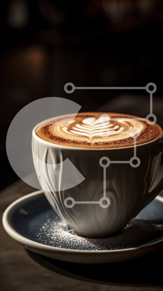 Intra Συλλεκτικό Ξύλινο Παζλ Plywood  4mm - Όμορφη εικόνα καφέ με Latte Art σε σκούρο φόντο Σε Ξύλινο Κουτί - Διαστάσεις: 10x10 cm – 25 κομμάτια