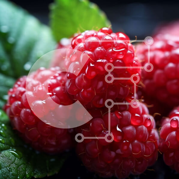 Σετ των 2 Intra Συλλεκτικό Ξύλινο Παζλ Plywood  4mm - Ομάδα φρέσκων σμέουρων σε μαύρη επιφάνεια Σε Ξύλινο Κουτί - Διαστάσεις: 10x10 cm – 25 κομμάτια