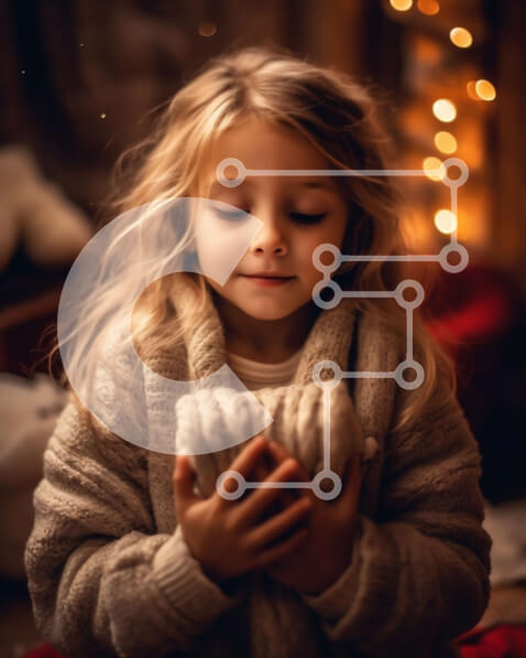 Intra Συλλεκτικό Ξύλινο Παζλ Plywood  4mm - Άνετη χριστουγεννιάτικη εικόνα: Κορίτσι με ζεστή σοκολάτα και λαμπερό δέντρο Σε Ξύλινο Κουτί - Διαστάσεις: 10x10 cm – 25 κομμάτια