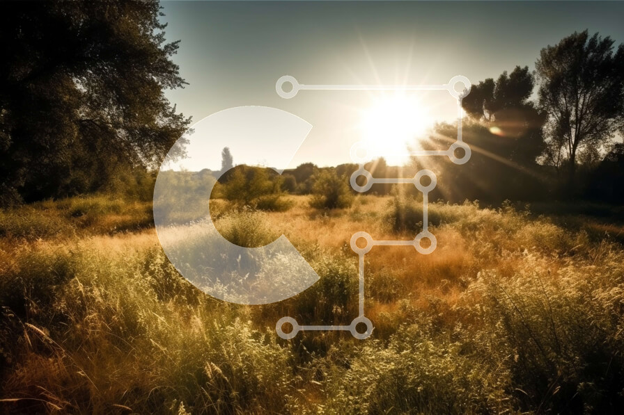 Intra Συλλεκτικό Ξύλινο Παζλ Plywood  4mm - Όμορφη εικόνα μιας ηλιόλουστης ημέρας σε ένα χωράφι με ψηλό γρασίδι και δέντρα Σε Ξύλινο Κουτί - Διαστάσεις: 10x10 cm – 25 κομμάτια