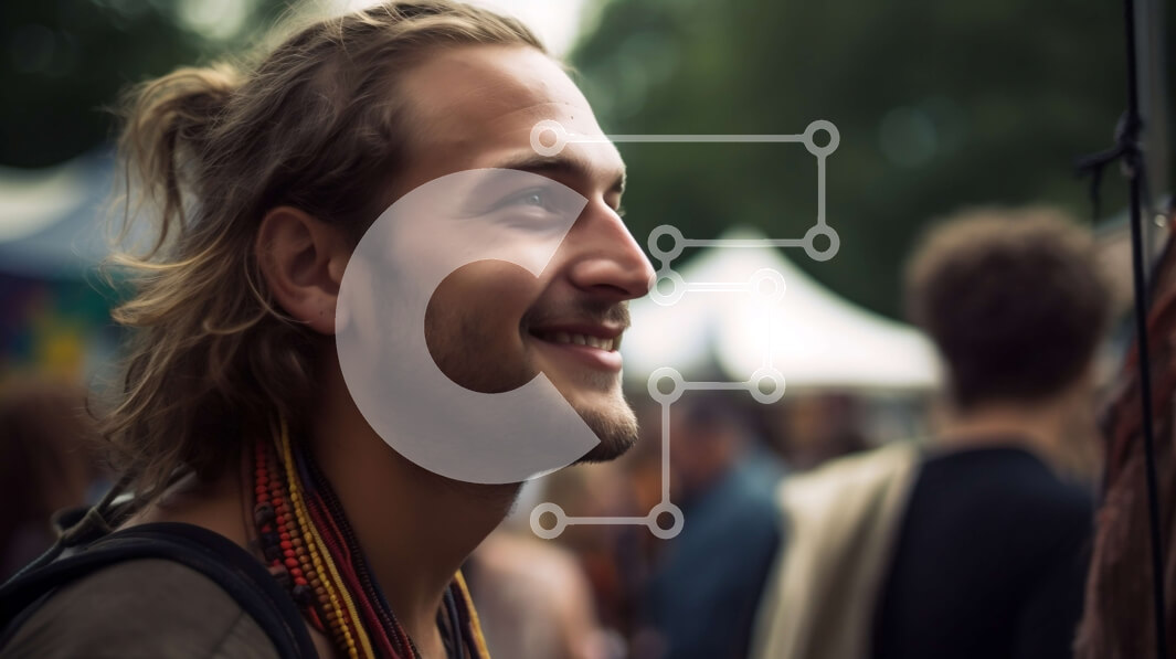 Intra Συλλεκτικό Ξύλινο Παζλ Plywood  4mm - Σοβαρός νεαρός άνδρας σε ένα μουσικό φεστιβάλ Σε Ξύλινο Κουτί - Διαστάσεις Puzzle: 10x10 cm – 25 κομμάτια