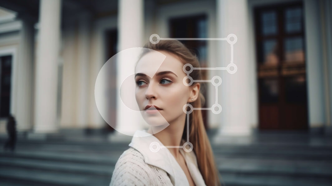 Intra Συλλεκτικό Ξύλινο Παζλ Plywood  4mm - Νεαρή γυναίκα με στοχαστική έκφραση που στέκεται στα σκαλιά οικοδόμησης Σε Ξύλινο Κουτί - Διαστάσεις Puzzle: 10x10 cm – 25 κομμάτια