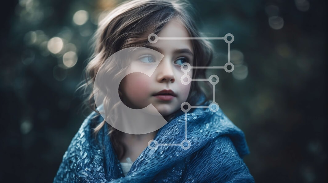 Intra Συλλεκτικό Ξύλινο Παζλ Plywood  4mm - Εκπληκτικό πορτρέτο ενός νεαρού κοριτσιού με μπλε κασκόλ Σε Ξύλινο Κουτί - Διαστάσεις Puzzle: 10x10 cm – 25 κομμάτια