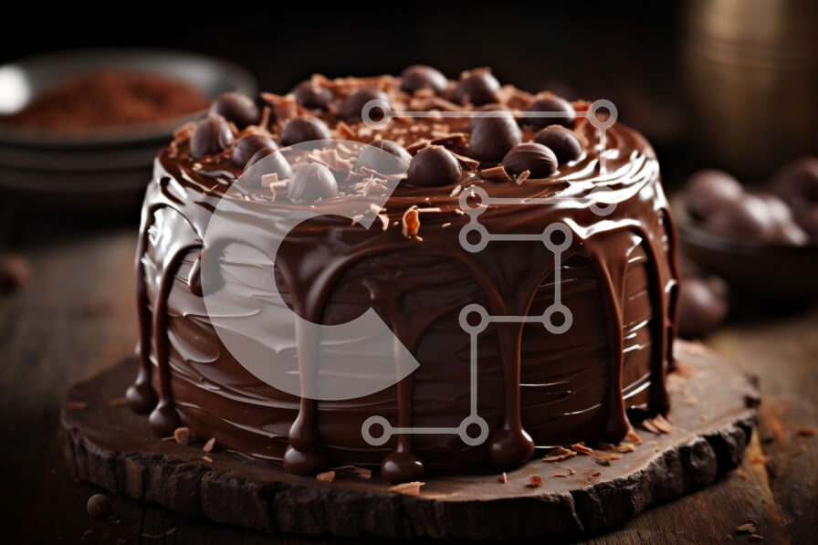 Σετ των 2 Intra Συλλεκτικό Ξύλινο Παζλ Plywood  4mm - Λαχταριστή εικόνα του κέικ σοκολάτας με σοκολάτα Σε Ξύλινο Κουτί - Διαστάσεις: 10x10 cm – 25 κομμάτια