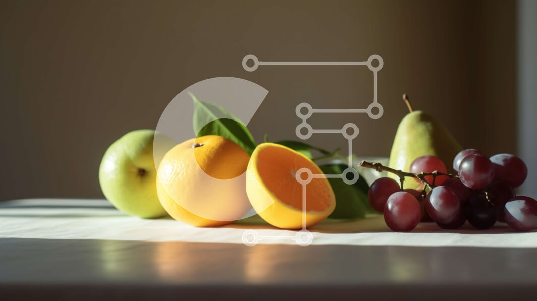 Σετ των 2 Intra Συλλεκτικό Ξύλινο Παζλ Plywood  4mm - Τραπέζι φρούτων με πορτοκάλια, σταφύλια και μήλα Σε Ξύλινο Κουτί - Διαστάσεις: 10x10 cm – 25 κομμάτια