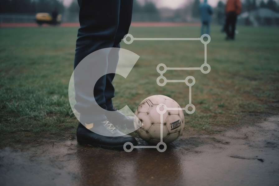 Intra Συλλεκτικό Ξύλινο Παζλ Plywood  4mm - Ποδοσφαιριστής που στέκεται σε βρεγμένο γήπεδο με μπάλα Σε Ξύλινο Κουτί - Διαστάσεις Puzzle: 10x10 cm – 25 κομμάτια