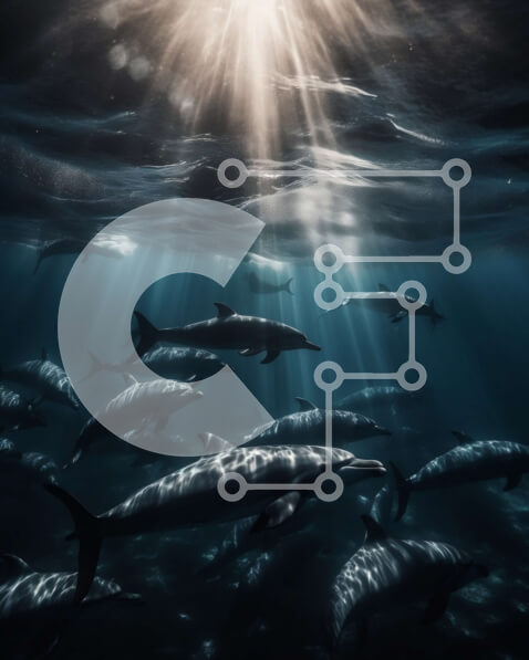 Intra Συλλεκτικό Ξύλινο Παζλ Plywood  4mm - Εκπληκτική εικόνα δελφινιών που παίζουν μαζί σε καταγάλανα νερά Σε Ξύλινο Κουτί - Διαστάσεις: 10x10 cm – 25 κομμάτια