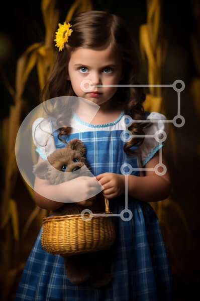 Intra Συλλεκτικό Ξύλινο Παζλ Plywood  4mm - Όμορφη εικόνα ενός νεαρού κοριτσιού με μπλε και άσπρο φόρεμα σε χωράφι με καλαμπόκι Σε Ξύλινο Κουτί - Διαστάσεις Puzzle: 10x10 cm – 25 κομμάτια