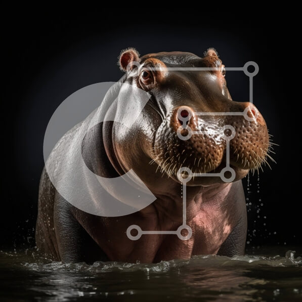 Intra Συλλεκτικό Ξύλινο Παζλ Plywood  4mm - Κοντινή εικόνα ενός ιπποπόταμου που δείχνει τα μεγάλα του δόντια Σε Ξύλινο Κουτί - Διαστάσεις: 10x10 cm – 25 κομμάτια