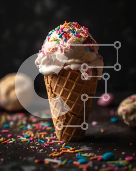 Σετ των 2 Intra Συλλεκτικό Ξύλινο Παζλ Plywood  4mm - Απολαύστε μια μπάλα παγωτό βανίλια σε χωνάκι βάφλας με ψεκασμούς Σε Ξύλινο Κουτί - Διαστάσεις: 10x10 cm – 25 κομμάτια