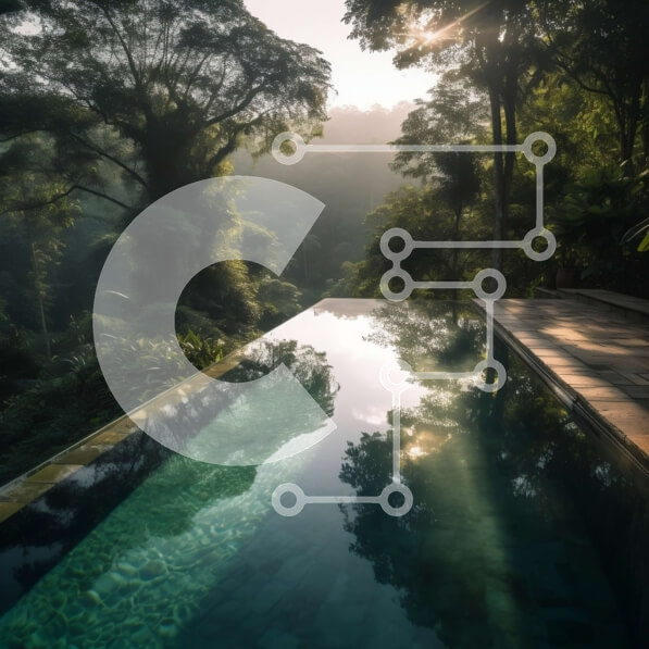 Intra Συλλεκτικό Ξύλινο Παζλ Plywood  4mm - Χαλαρωτική πισίνα με καταγάλανα νερά και καταπράσινο περιβάλλον Σε Ξύλινο Κουτί - Διαστάσεις Puzzle: 10x10 cm – 25 κομμάτια