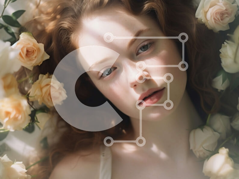 Intra Συλλεκτικό Ξύλινο Παζλ Plywood  4mm - Γαλήνιο πορτρέτο γυναίκας με λευκό φόρεμα στο κρεβάτι με τριαντάφυλλα Σε Ξύλινο Κουτί - Διαστάσεις Puzzle: 10x10 cm – 25 κομμάτια