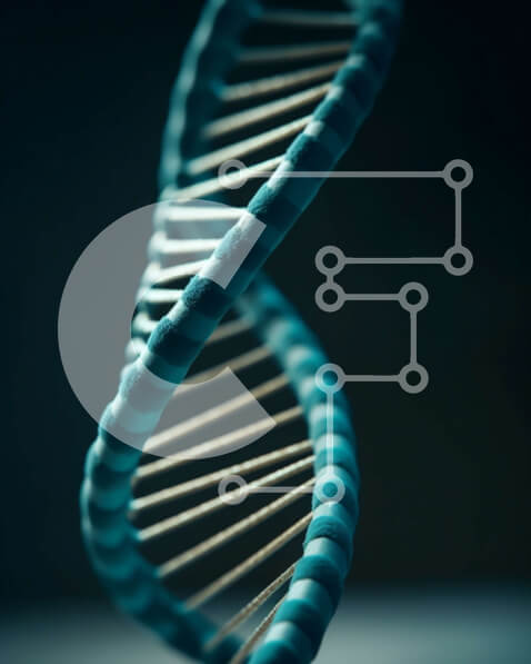 Intra Συλλεκτικό Ξύλινο Παζλ Plywood  4mm - Μια απεικόνιση της δομής διπλής έλικας DNA με αζωτούχες βάσεις Σε Ξύλινο Κουτί - Διαστάσεις Puzzle: 10x10 cm – 25 κομμάτια