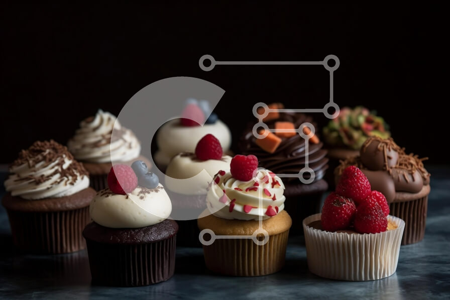 Σετ των 2 Intra Συλλεκτικό Ξύλινο Παζλ Plywood  4mm - Πεντανόστιμα και πολύχρωμα cupcakes με διάφορα toppings Σε Ξύλινο Κουτί - Διαστάσεις: 10x10 cm – 25 κομμάτια