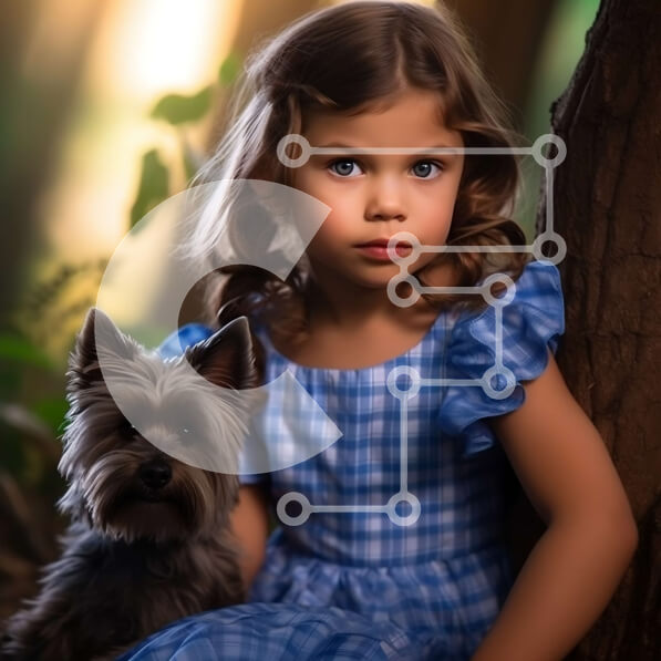 Intra Συλλεκτικό Ξύλινο Παζλ Plywood  4mm - Χαρούμενη εικόνα ενός κοριτσιού με έναν σκύλο σε ένα δάσος Σε Ξύλινο Κουτί - Διαστάσεις Puzzle: 10x10 cm – 25 κομμάτια