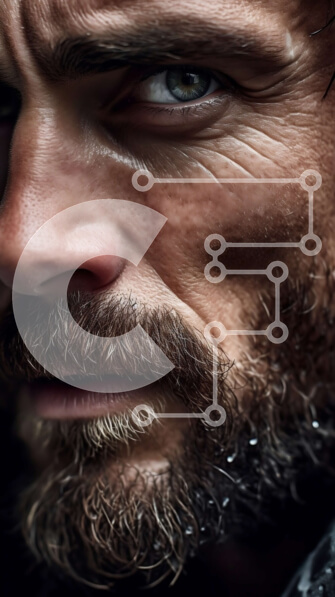 Intra Συλλεκτικό Ξύλινο Παζλ Plywood  4mm - Πορτρέτο ενός άνδρα με γένια και μακριά μαλλιά σε μαύρο δερμάτινο μπουφάν Σε Ξύλινο Κουτί - Διαστάσεις Puzzle: 10x10 cm – 25 κομμάτια