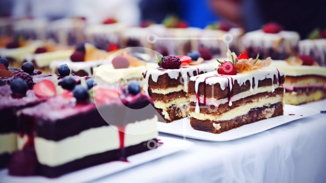 Σετ των 2 Intra Συλλεκτικό Ξύλινο Παζλ Plywood  4mm - Νόστιμα κέικ με παγωτό και γαρνιτούρες φρούτων σε ένα τραπέζι Σε Ξύλινο Κουτί - Διαστάσεις: 10x10 cm – 25 κομμάτια