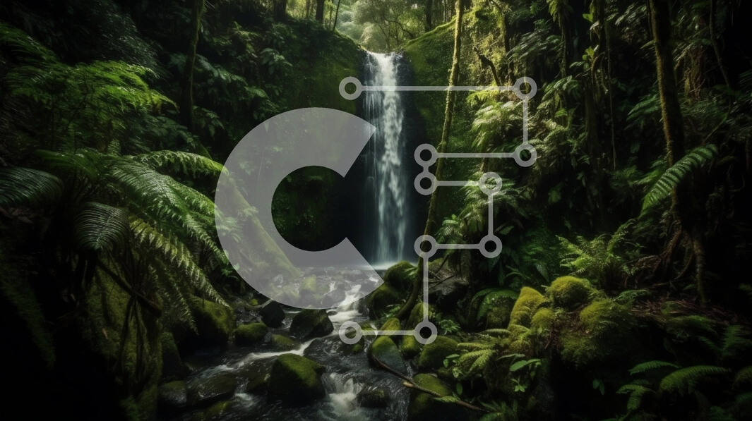 Intra Συλλεκτικό Ξύλινο Παζλ Plywood  4mm - Όμορφος καταρράκτης στη μέση ενός πυκνού δάσους Σε Ξύλινο Κουτί - Διαστάσεις: 10x10 cm – 25 κομμάτια