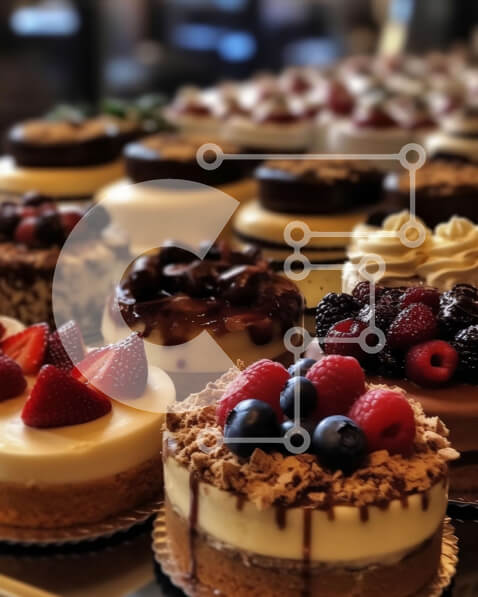 Σετ των 2 Intra Συλλεκτικό Ξύλινο Παζλ Plywood  4mm - Επίδειξη ποικιλίας επιδορπίων σε αρτοποιείο Σε Ξύλινο Κουτί - Διαστάσεις: 10x10 cm – 25 κομμάτια