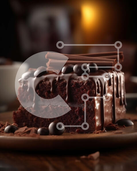 Σετ των 2 Intra Συλλεκτικό Ξύλινο Παζλ Plywood  4mm - Λαχταριστό κέικ σοκολάτας με σάλτσα σοκολάτας και σαντιγί Σε Ξύλινο Κουτί - Διαστάσεις: 10x10 cm – 25 κομμάτια