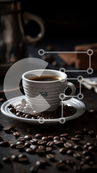 Intra Συλλεκτικό Ξύλινο Παζλ Plywood  4mm - Ζεστή εικόνα του φλιτζάνι καφέ με κόκκους σε ξύλινο τραπέζι Σε Ξύλινο Κουτί - Διαστάσεις: 10x10 cm – 25 κομμάτια