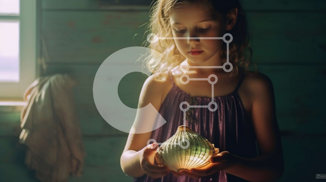 Intra Συλλεκτικό Ξύλινο Παζλ Plywood  4mm - Όμορφη εικόνα ενός νεαρού κοριτσιού που κρατά ένα λαμπερό αντικείμενο Σε Ξύλινο Κουτί - Διαστάσεις Puzzle: 10x10 cm – 25 κομμάτια