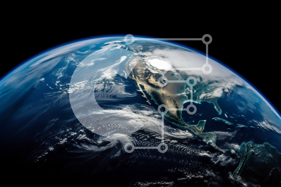 Intra Συλλεκτικό Ξύλινο Παζλ Plywood  4mm - Ασπρόμαυρη εικόνα της Γης από το διάστημα με ορατή τη Βόρεια και Νότια Αμερική Σε Ξύλινο Κουτί - Διαστάσεις: 10x10 cm – 25 κομμάτια