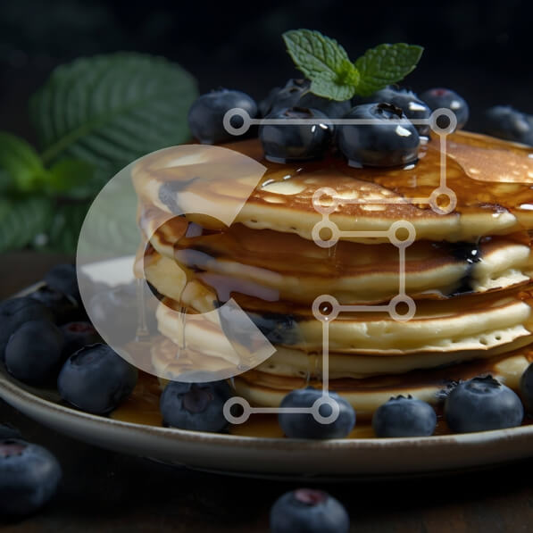 Σετ των 2 Intra Συλλεκτικό Ξύλινο Παζλ Plywood  4mm - Νόστιμο πρωινό Pancake με φρέσκα βατόμουρα και σιρόπι Σε Ξύλινο Κουτί - Διαστάσεις: 10x10 cm – 25 κομμάτια