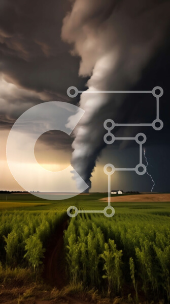 Σετ των 2 Intra Συλλεκτικό Ξύλινο Παζλ Plywood  4mm - Απόκοσμος και έντονος ανεμοστρόβιλος σε μια θυελλώδη μέρα Σε Ξύλινο Κουτί - Διαστάσεις: 10x10 cm – 25 κομμάτια