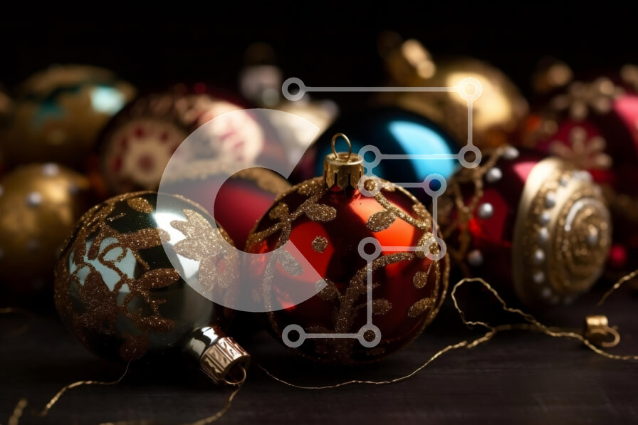 Intra Συλλεκτικό Ξύλινο Παζλ Plywood  4mm - Πολύχρωμα χριστουγεννιάτικα στολίδια που κρέμονται σε εορταστική οθόνη Σε Ξύλινο Κουτί - Διαστάσεις: 10x10 cm – 25 κομμάτια