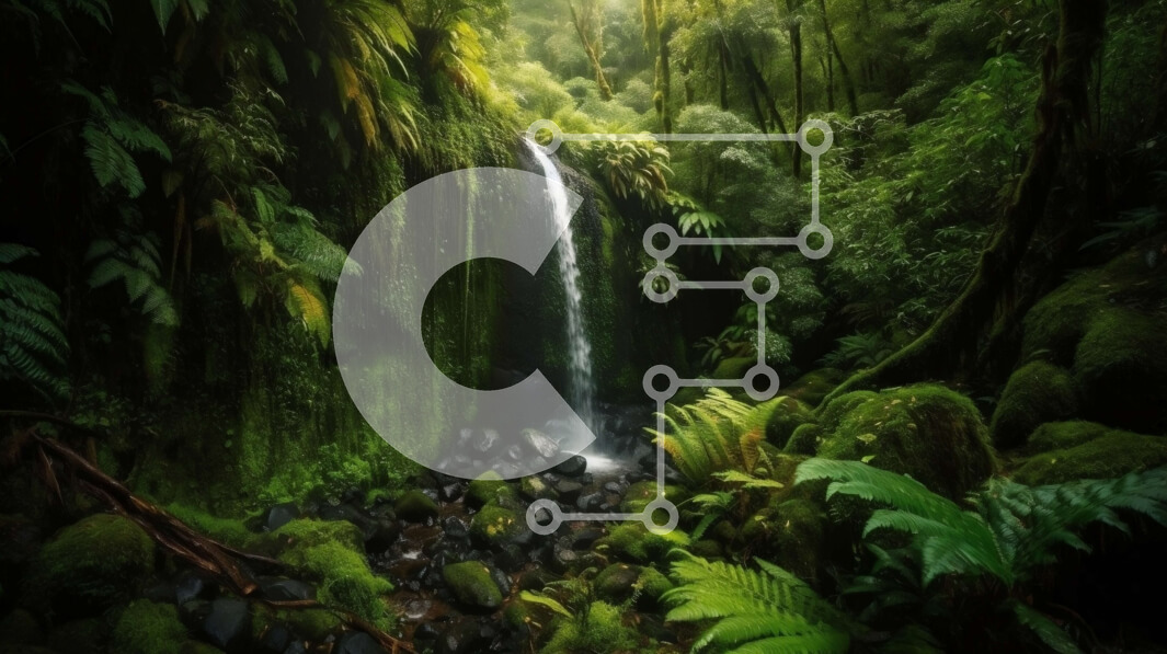 Intra Συλλεκτικό Ξύλινο Παζλ Plywood  4mm - Όμορφη εικόνα ενός καταπράσινου δάσους με καταρράκτη Σε Ξύλινο Κουτί - Διαστάσεις: 10x10 cm – 25 κομμάτια