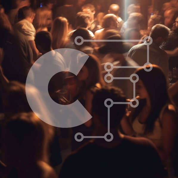 Intra Συλλεκτικό Ξύλινο Παζλ Plywood  4mm - Διασκεδαστική σκηνή νυχτερινού κέντρου με ανθρώπους να χορεύουν και να κοινωνικοποιούνται Σε Ξύλινο Κουτί - Διαστάσεις Puzzle: 10x10 cm – 25 κομμάτια