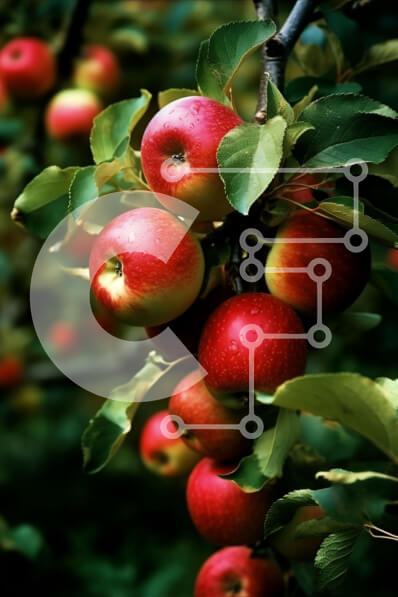 Σετ των 2 Intra Συλλεκτικό Ξύλινο Παζλ Plywood  4mm - Ομάδα κόκκινων μήλων σε ένα κλαδί δέντρου Σε Ξύλινο Κουτί - Διαστάσεις: 10x10 cm – 25 κομμάτια